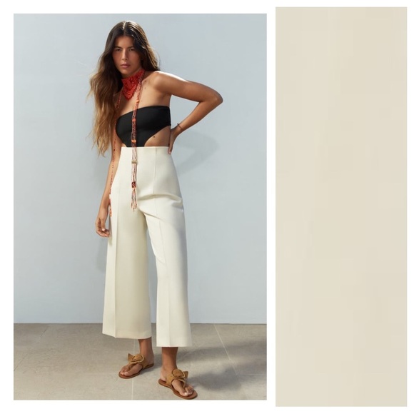 Zara Pants - NWT. Zara Stone Viscose Blend High Waisted Culottes. Size M.